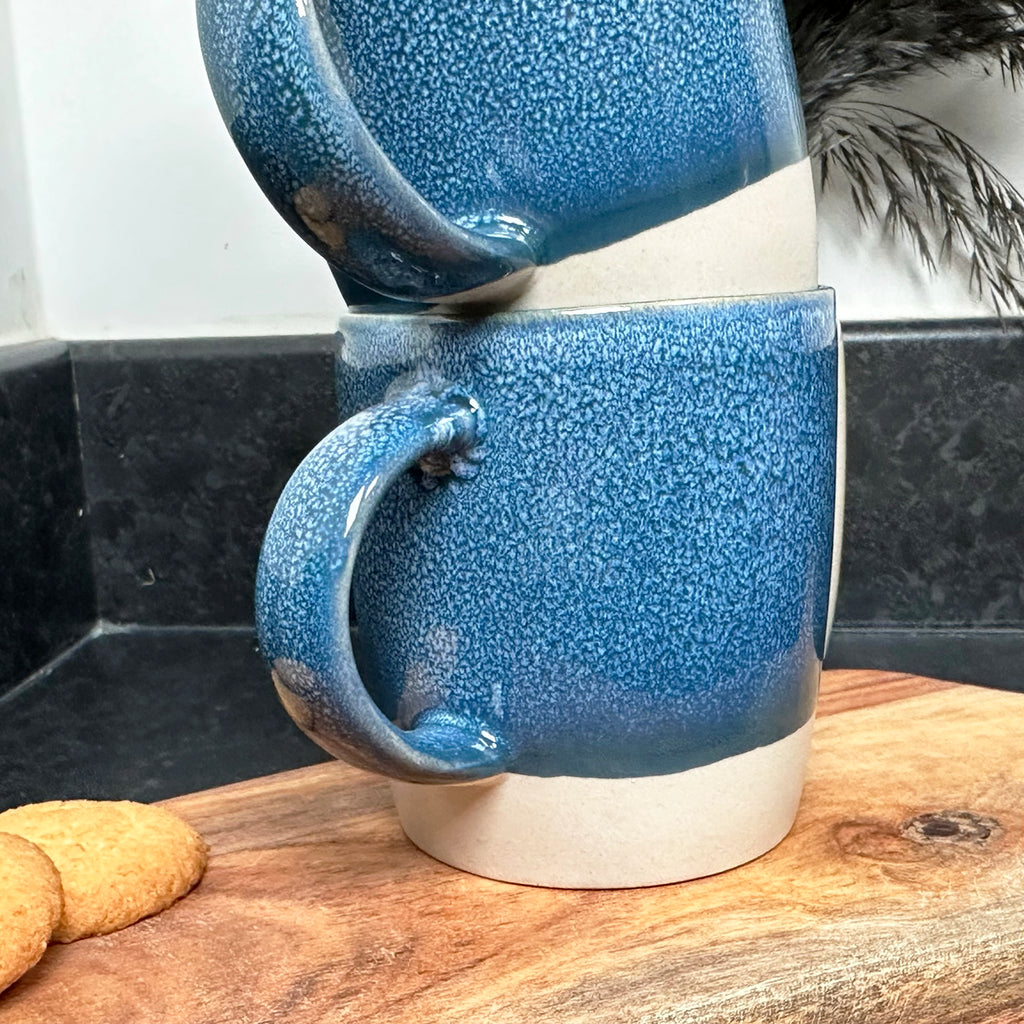 320-ml-Becher mit blauer Reaktivglasur, 2er-Set
