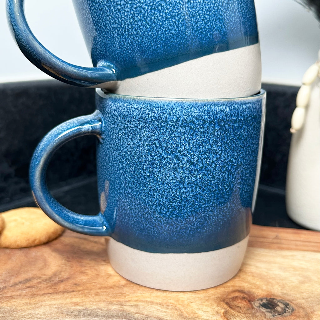 320-ml-Becher mit blauer Reaktivglasur, 2er-Set