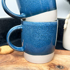 320-ml-Becher mit blauer Reaktivglasur, 2er-Set