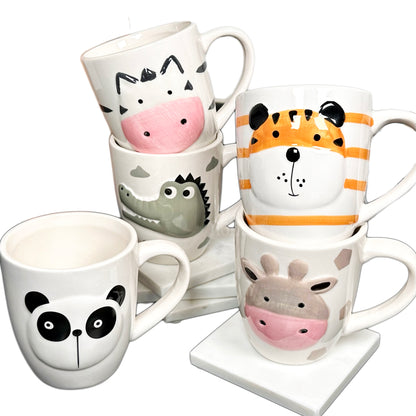 Set Of 5 Animal Head Mugs