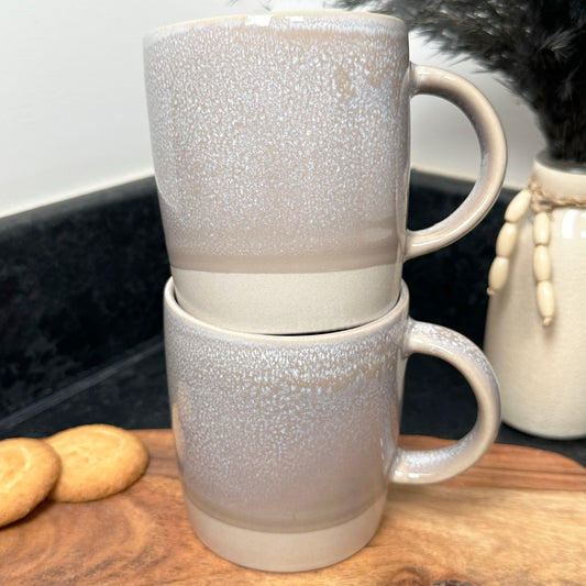 320 ml graue Reaktivglasurbecher im 2er-Set