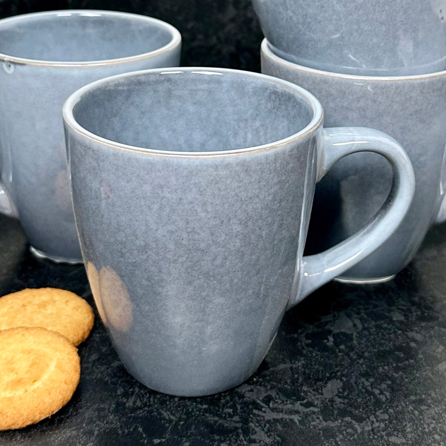 4pc Stoneware Reactive Glaze 400ml Mugs - Grey