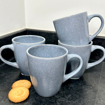 4pc Stoneware Reactive Glaze 400ml Mugs - Grey