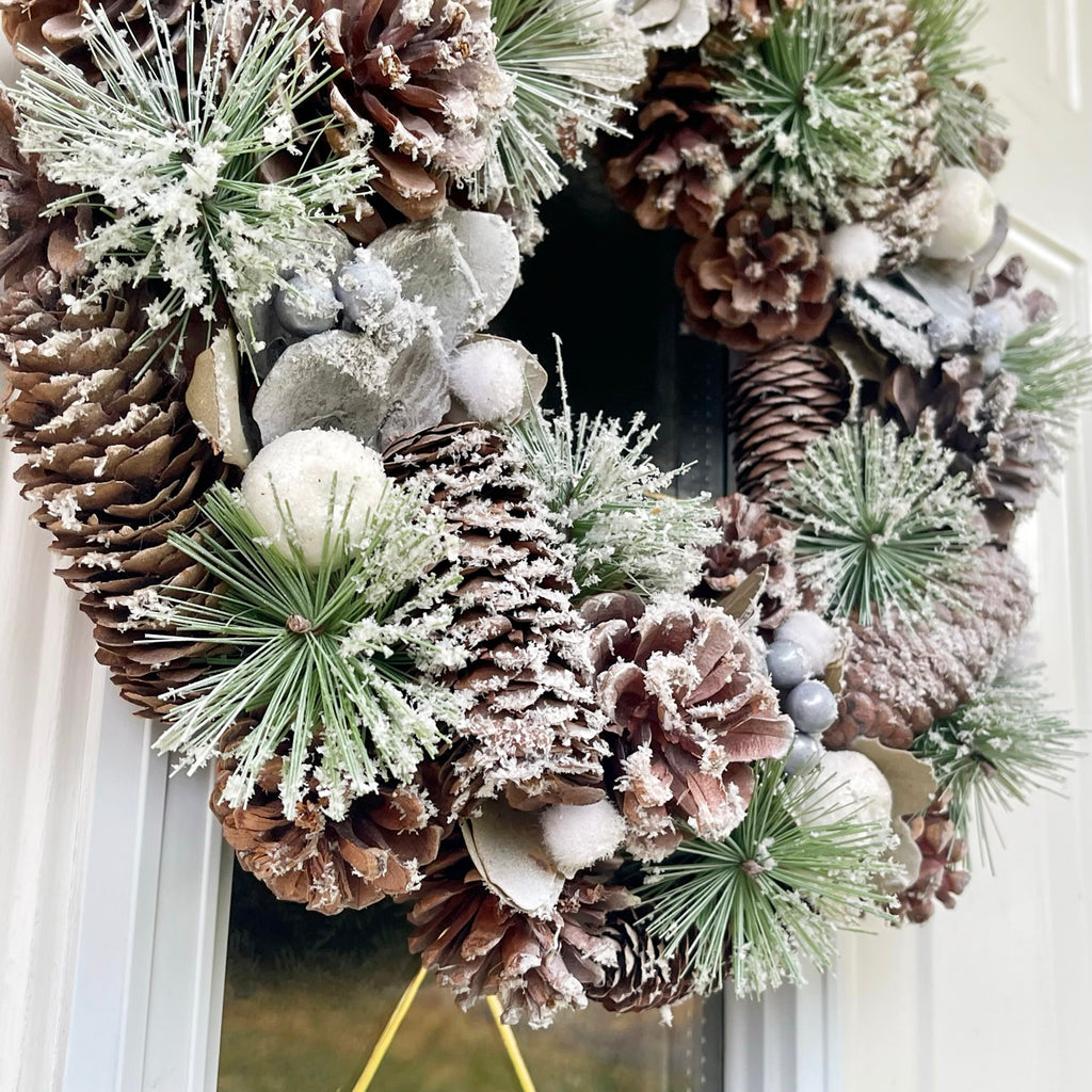 Frosted Pinecone Christmas Wreath 35cm