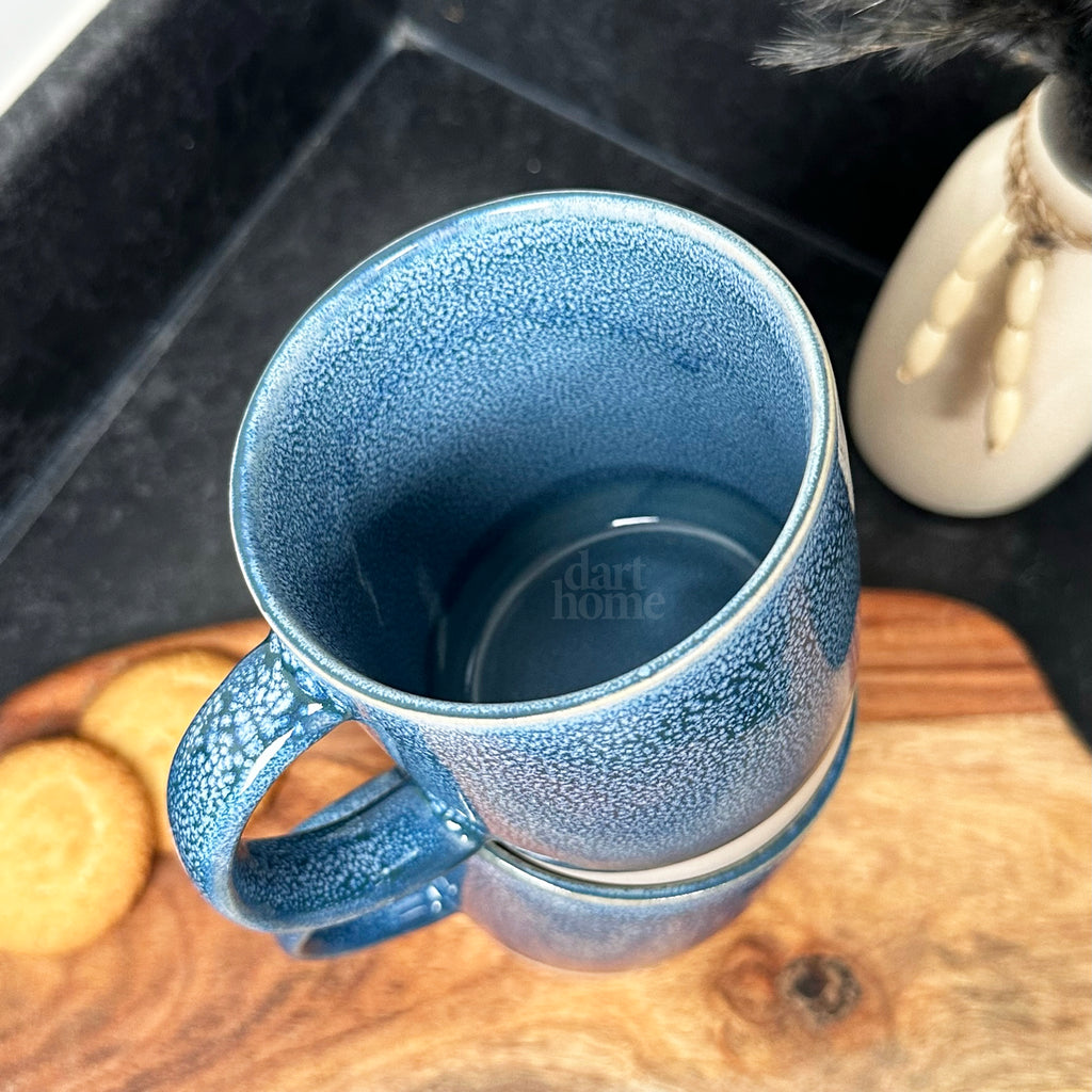 320-ml-Becher mit blauer Reaktivglasur, 2er-Set