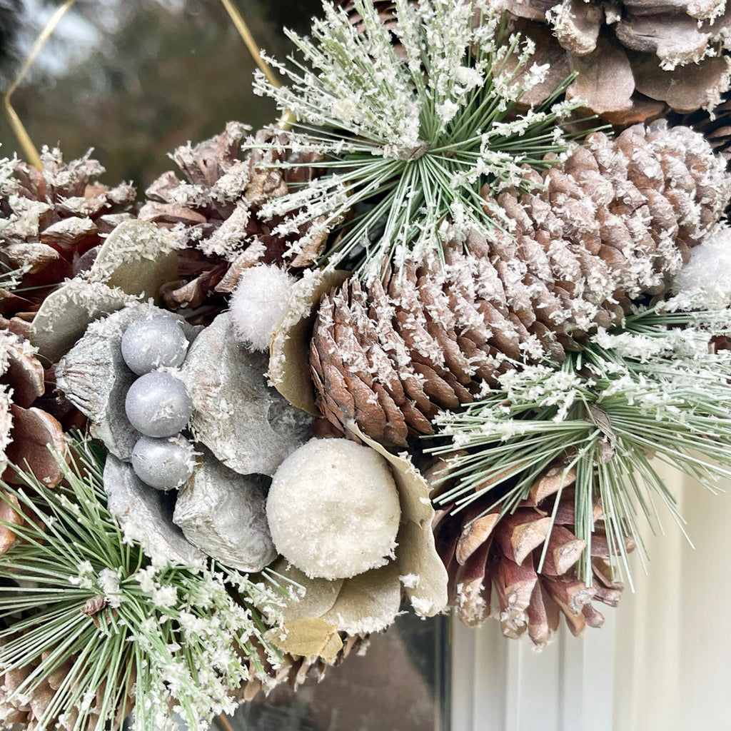 Frosted Pinecone Christmas Wreath 35cm