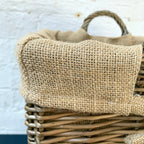 Rectangular Wicker Lined Log Basket 46cm