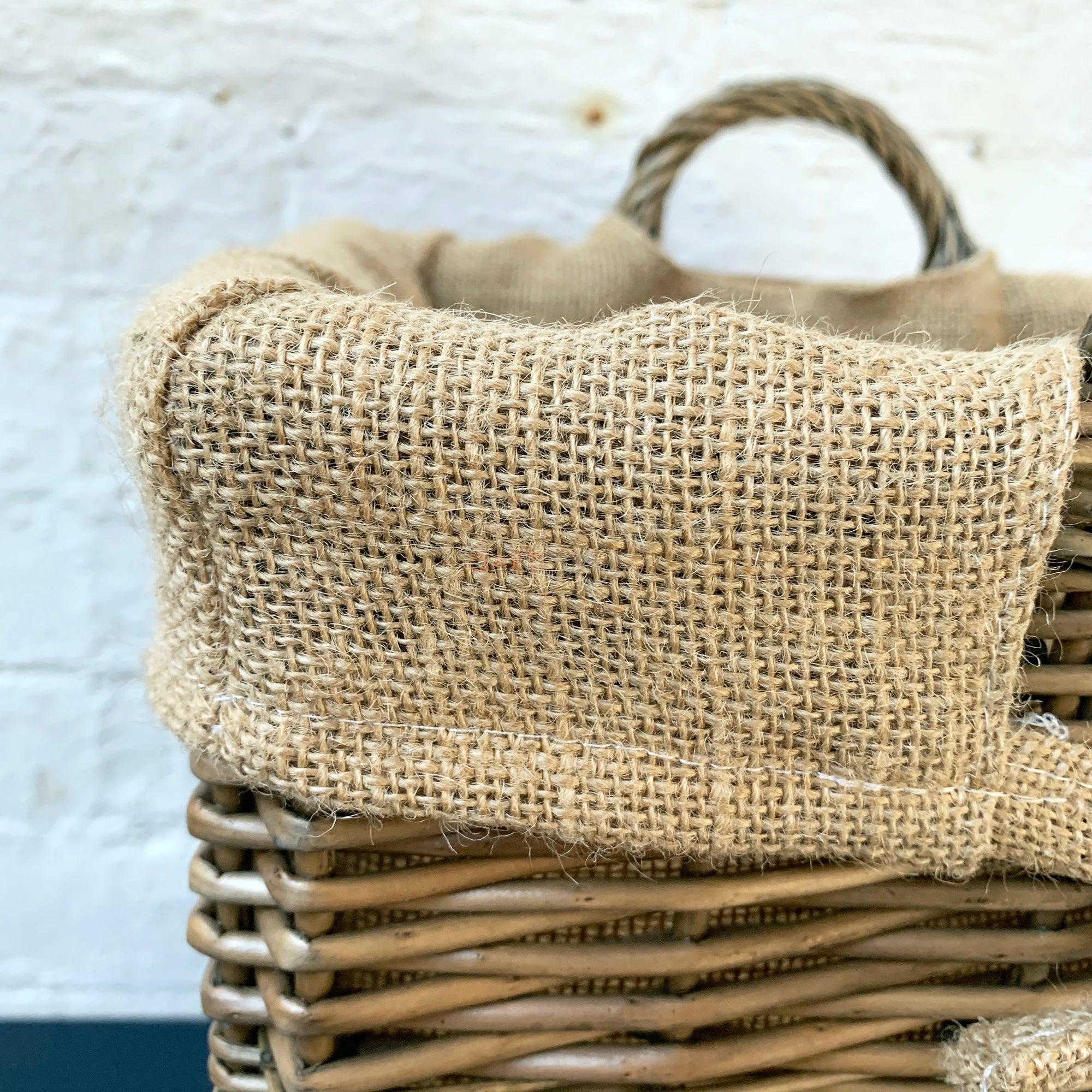 Rectangular Wicker Lined Log Basket 46cm