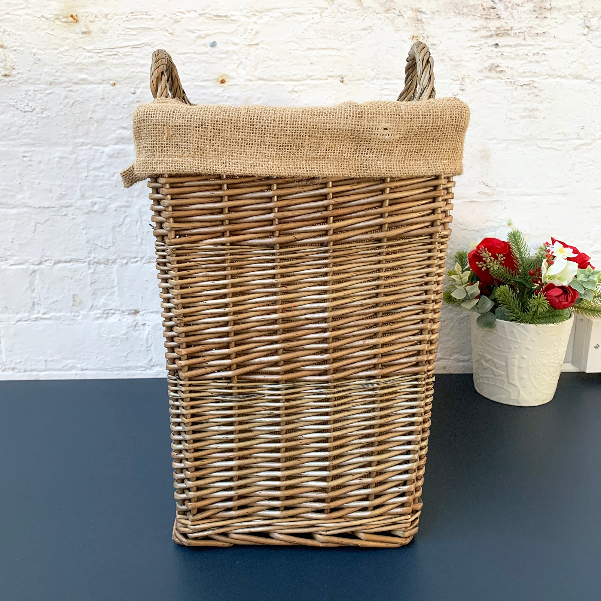Rectangular Wicker Lined Log Basket 46cm