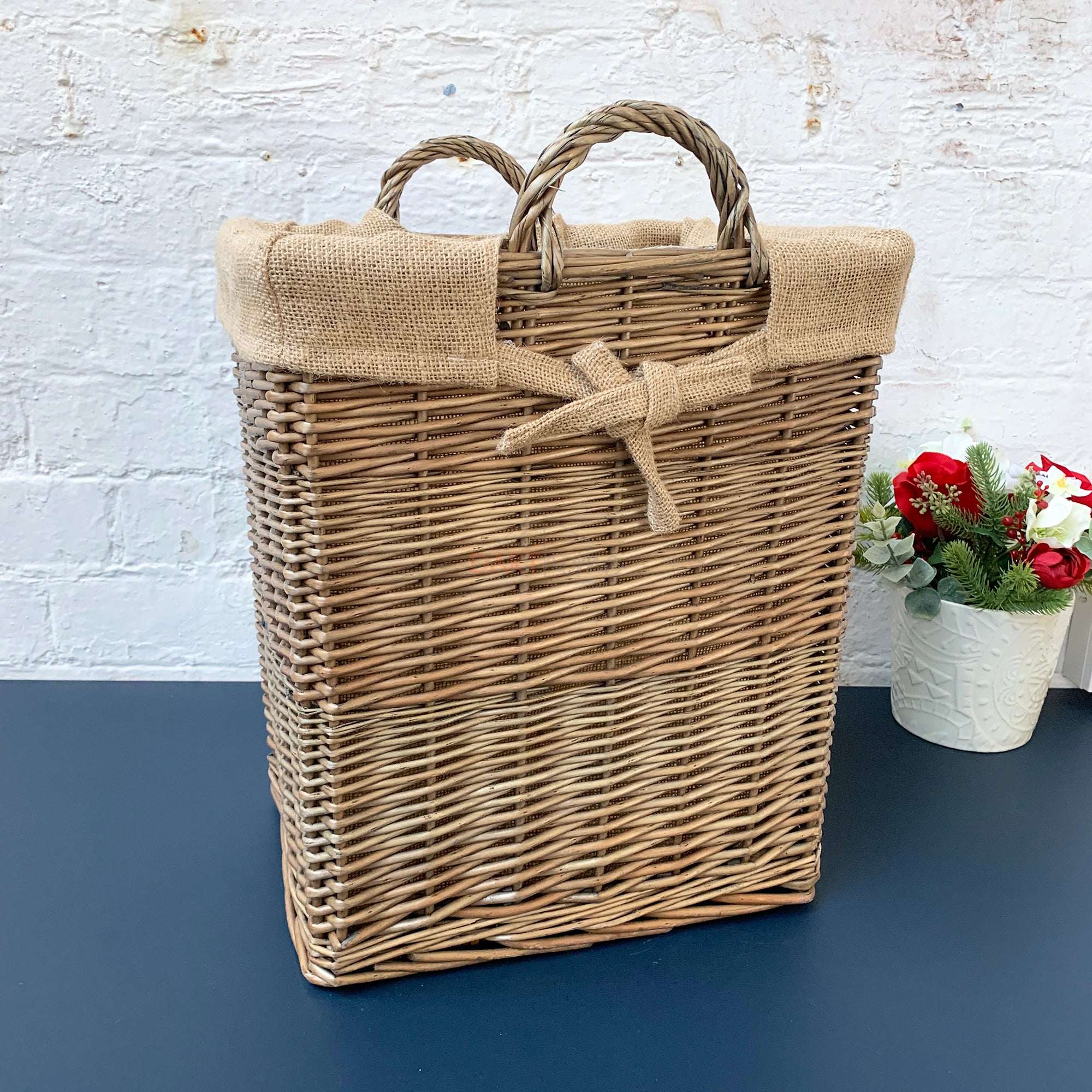 Rectangular Wicker Lined Log Basket 46cm