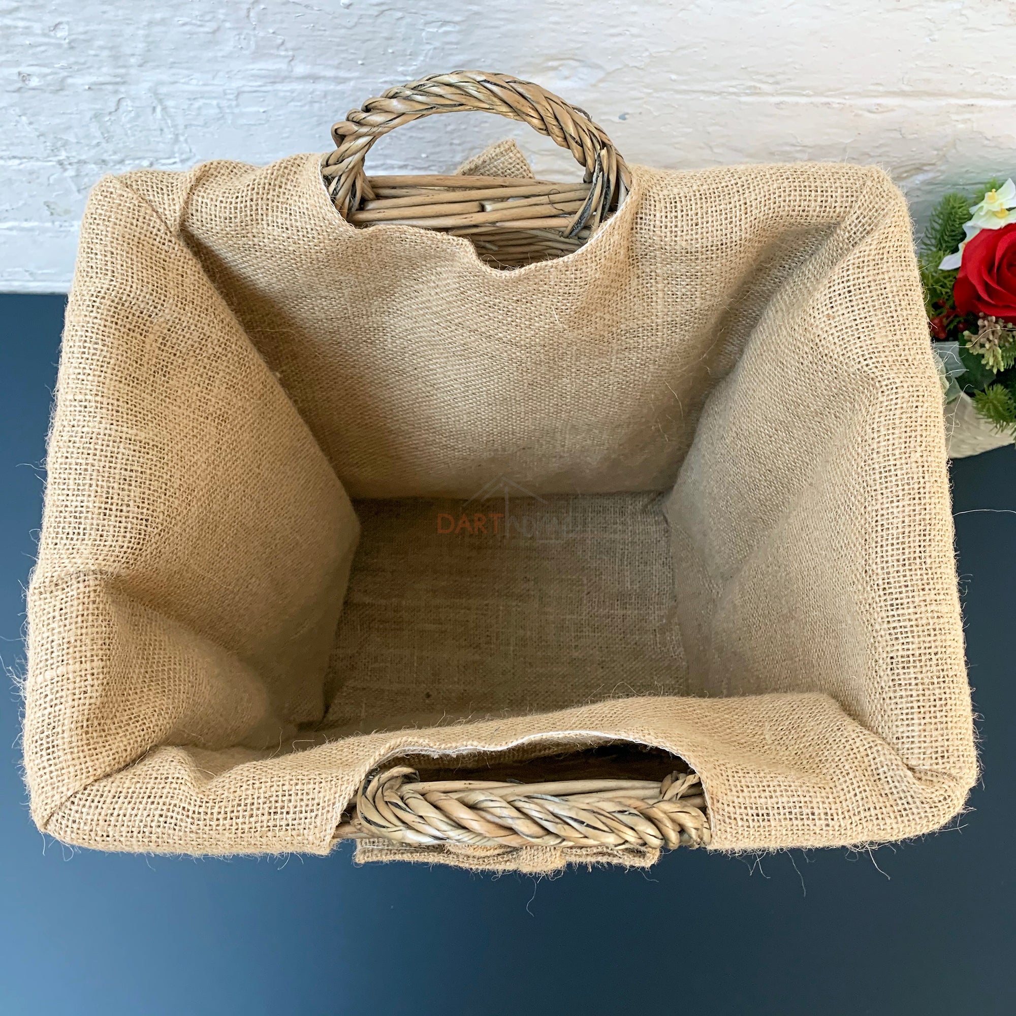 Rectangular Wicker Lined Log Basket 46cm