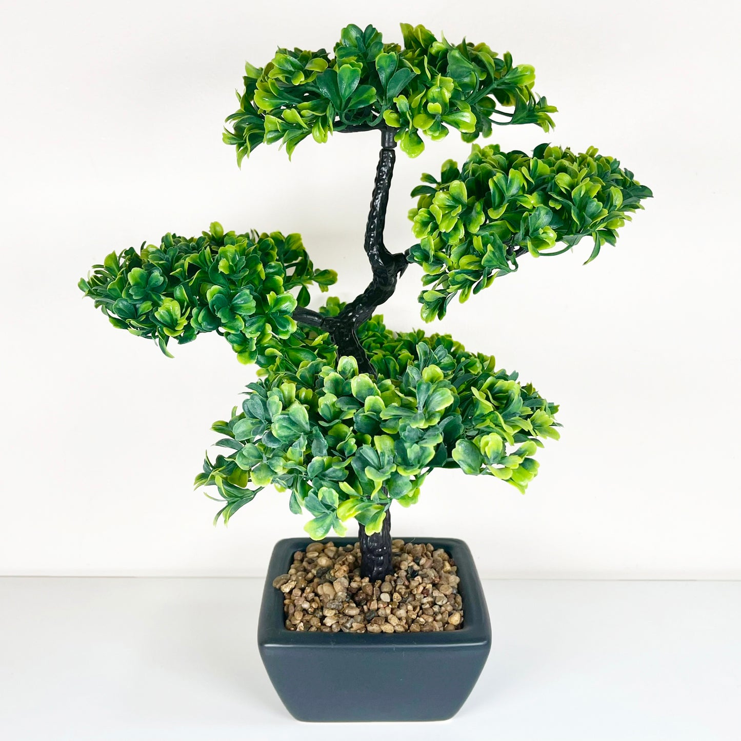 Künstliche Ficus-Bonsai-Baumpflanze im schwarzen Topf 37 cm