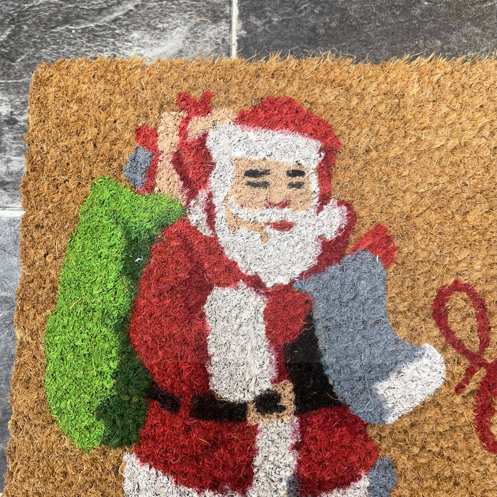 Kokosfaser-Fußmatte „Santa Merry Christmas“.