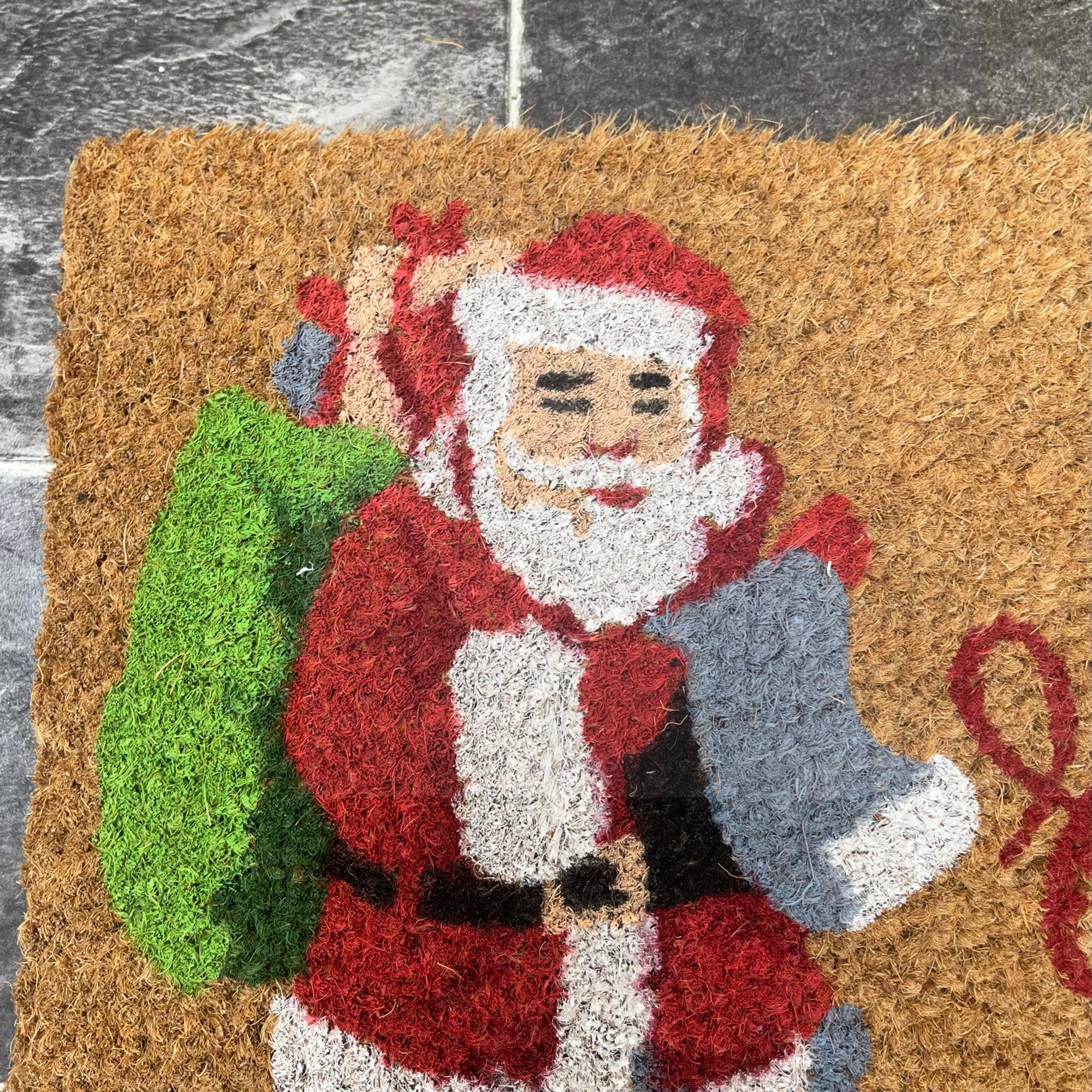 Kokosfaser-Fußmatte „Santa Merry Christmas“.