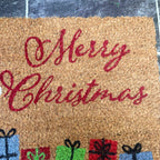 Kokosfaser-Fußmatte „Santa Merry Christmas“.