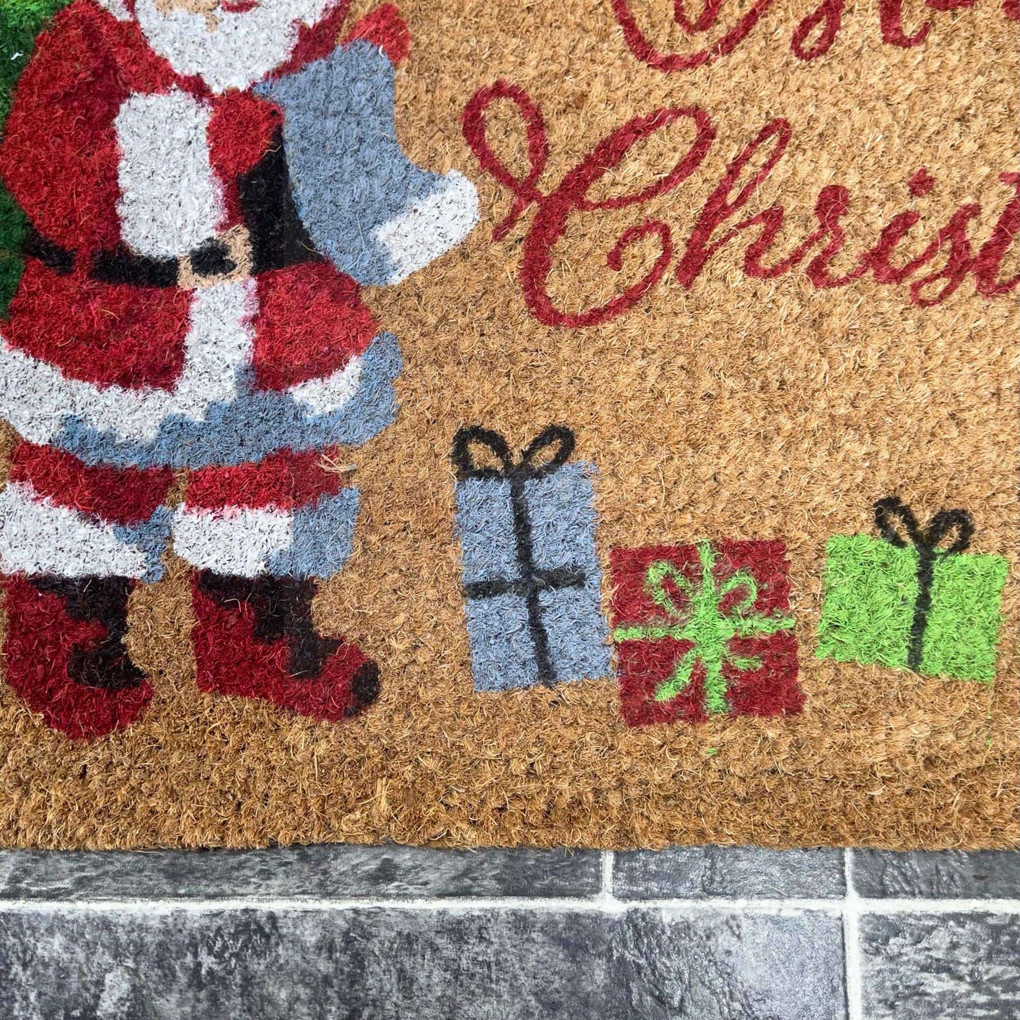 Kokosfaser-Fußmatte „Santa Merry Christmas“.
