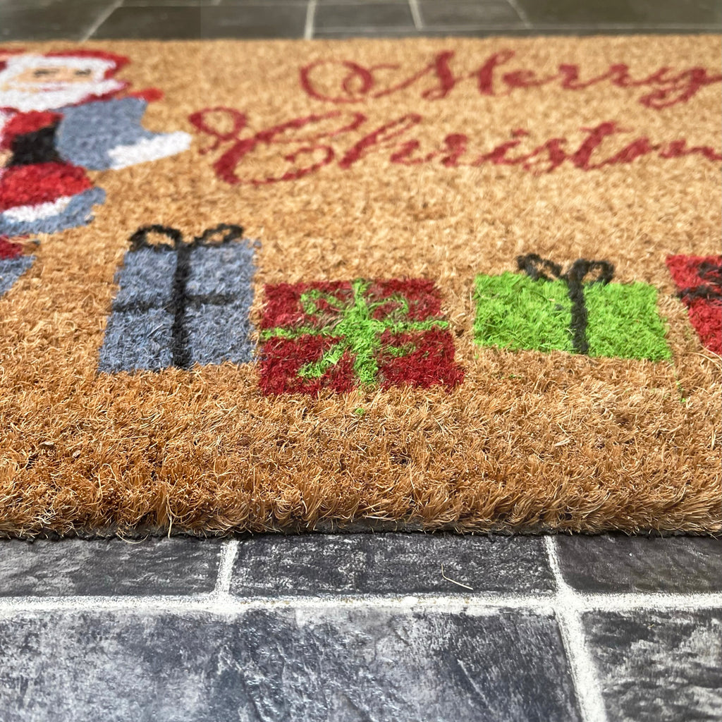 Kokosfaser-Fußmatte „Santa Merry Christmas“.