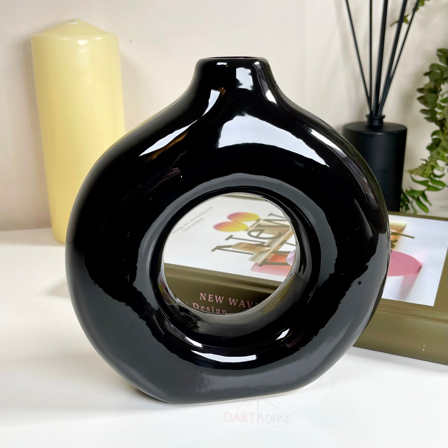 Ceramic Black Donut Vase