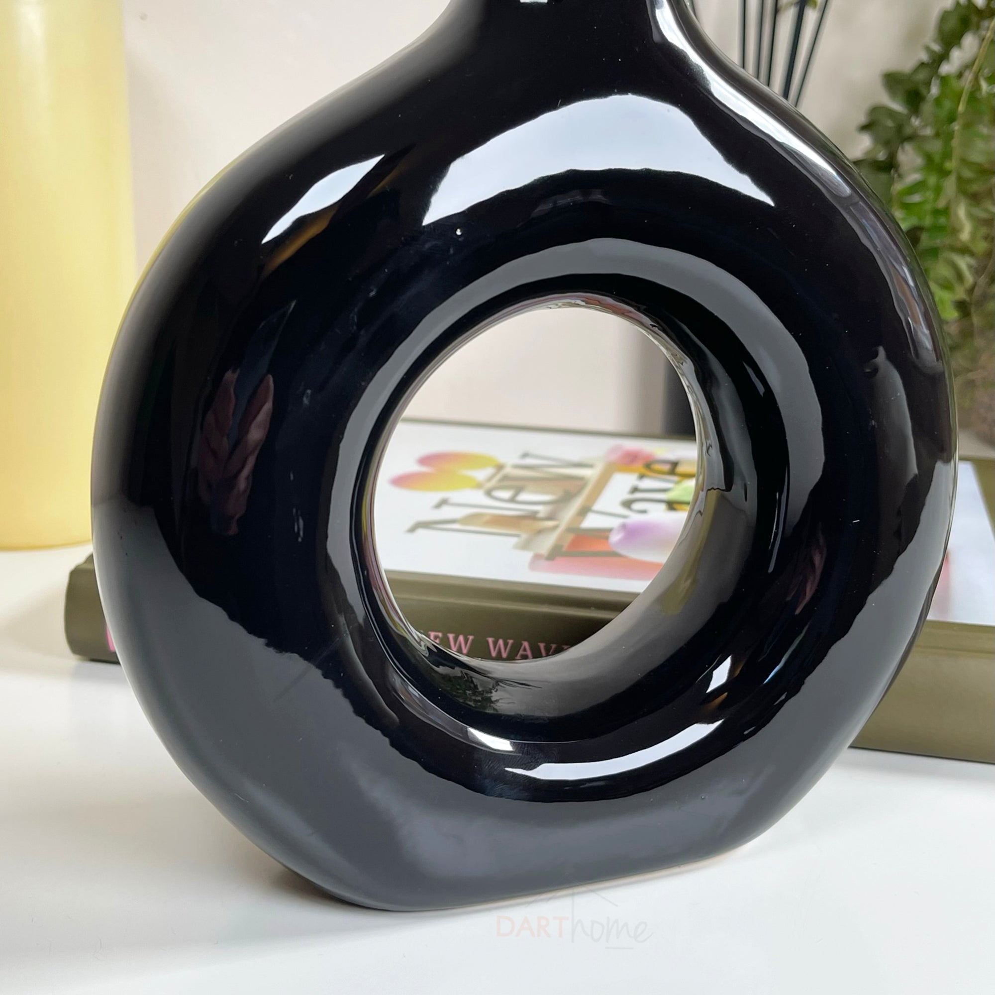 Ceramic Black Donut Vase