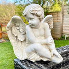 White Resin Sitting Angel Cherub