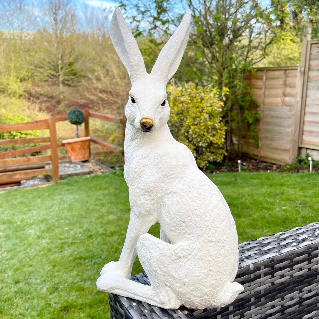 White March Hare Garden Ornament