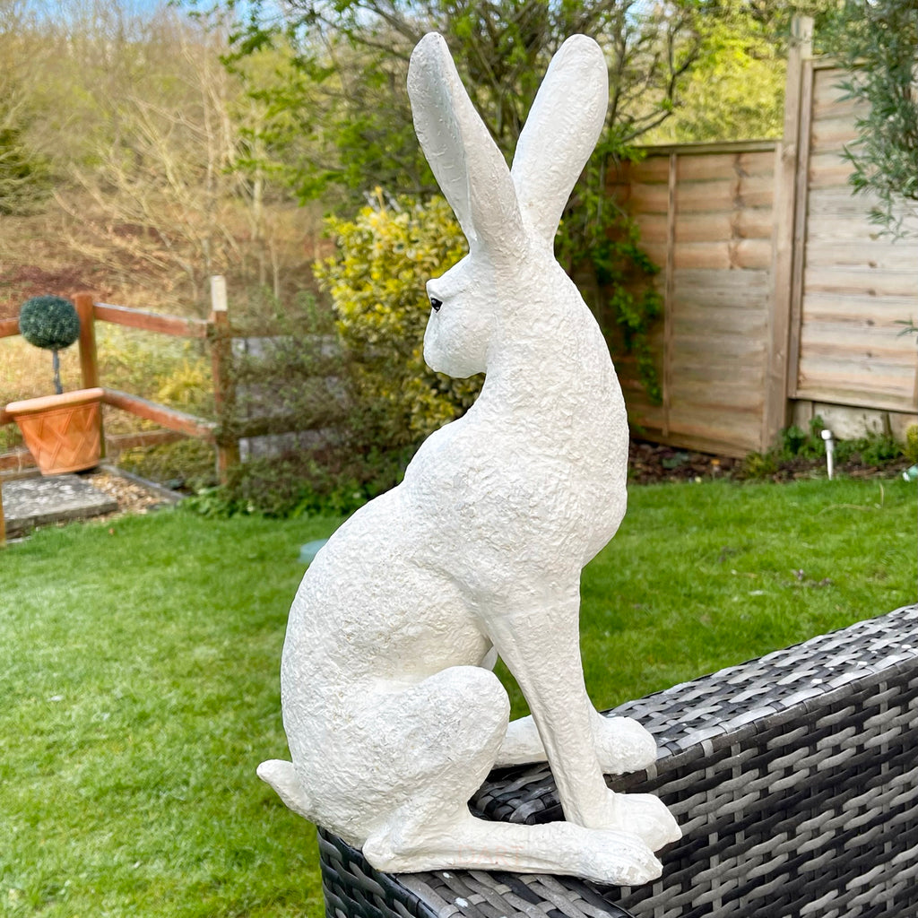 White March Hare Garden Ornament