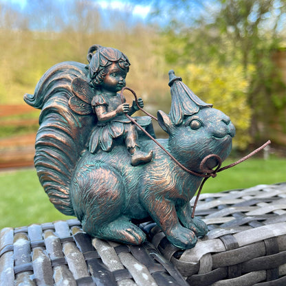 Miniature Fairy On Squirrel Garden Ornament