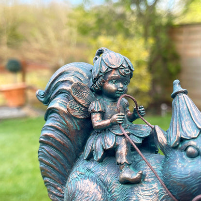 Miniature Fairy On Squirrel Garden Ornament