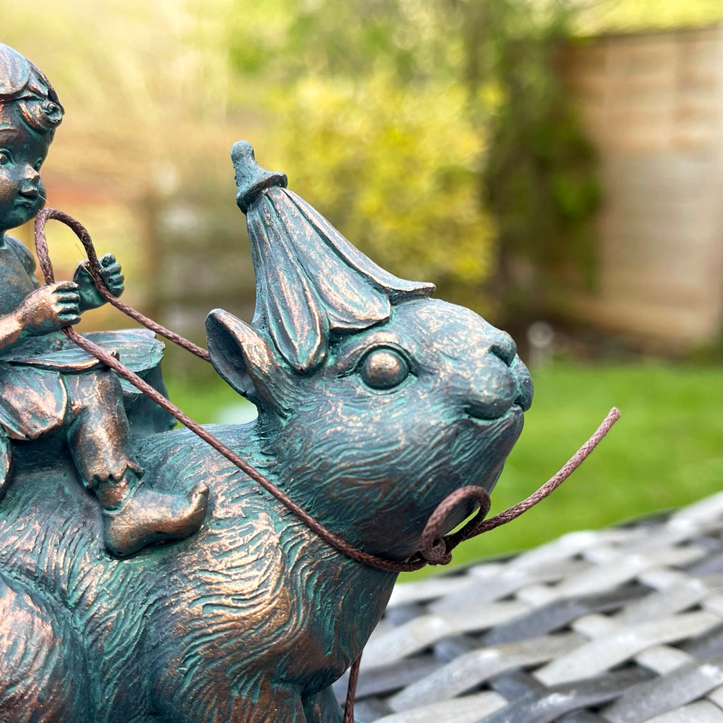 Miniature Fairy On Squirrel Garden Ornament