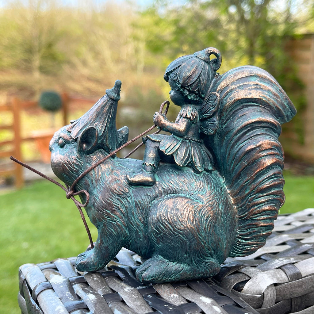 Miniature Fairy On Squirrel Garden Ornament