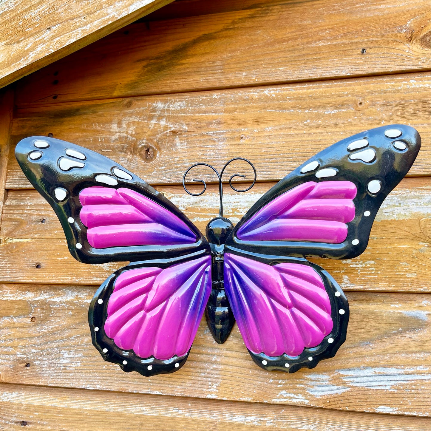 Pink Metal Butterfly Wall Art