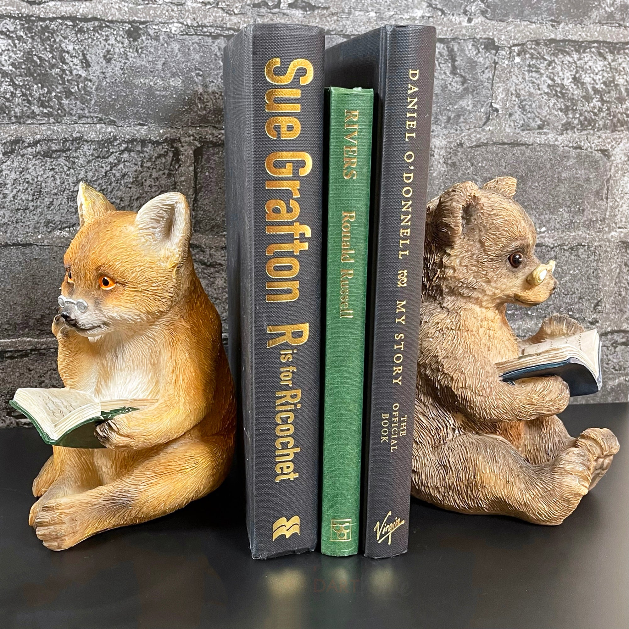 Buchstützen aus Kunstharz zum Lesen von Fuchs- und Bärentieren