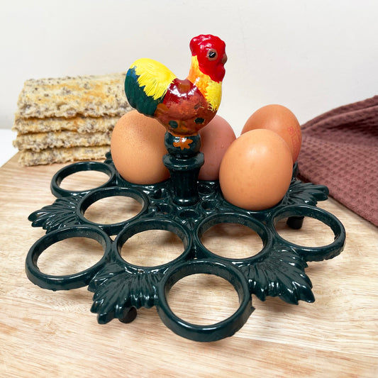 Cast Iron Rooster 12 Egg Holder