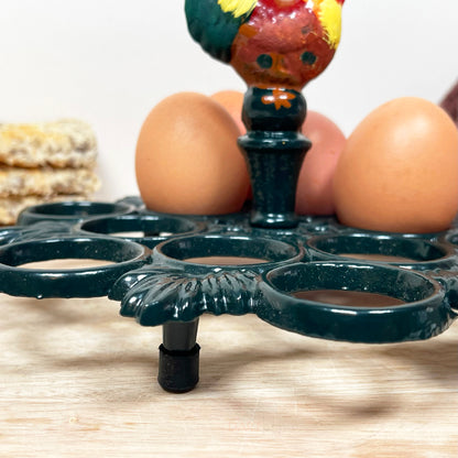 Cast Iron Rooster 12 Egg Holder