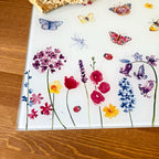 Butterfly Garden Glass Chopping Board