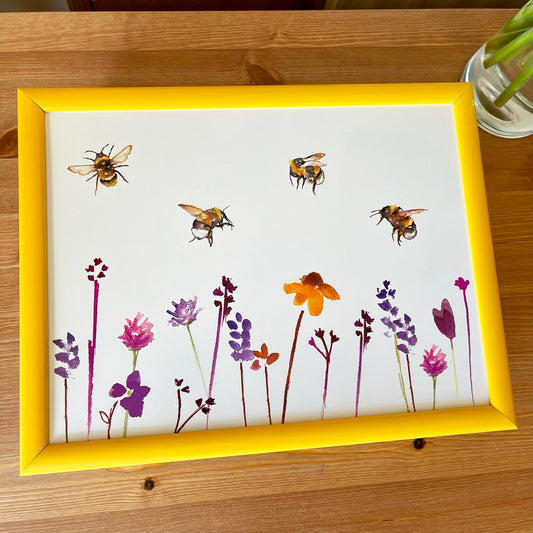 Yellow Busy Bee Garden Cushioned Lap Tray