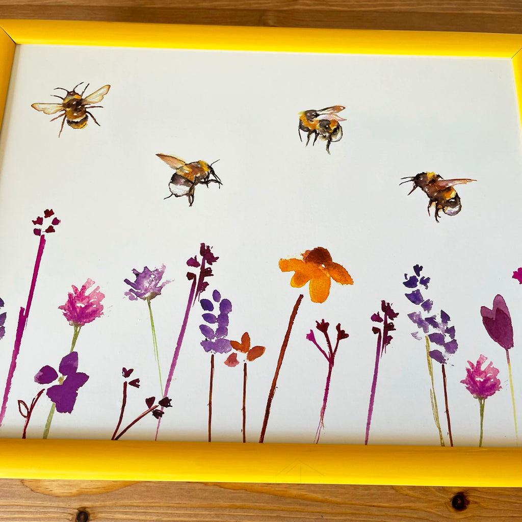 Yellow Busy Bee Garden Cushioned Lap Tray
