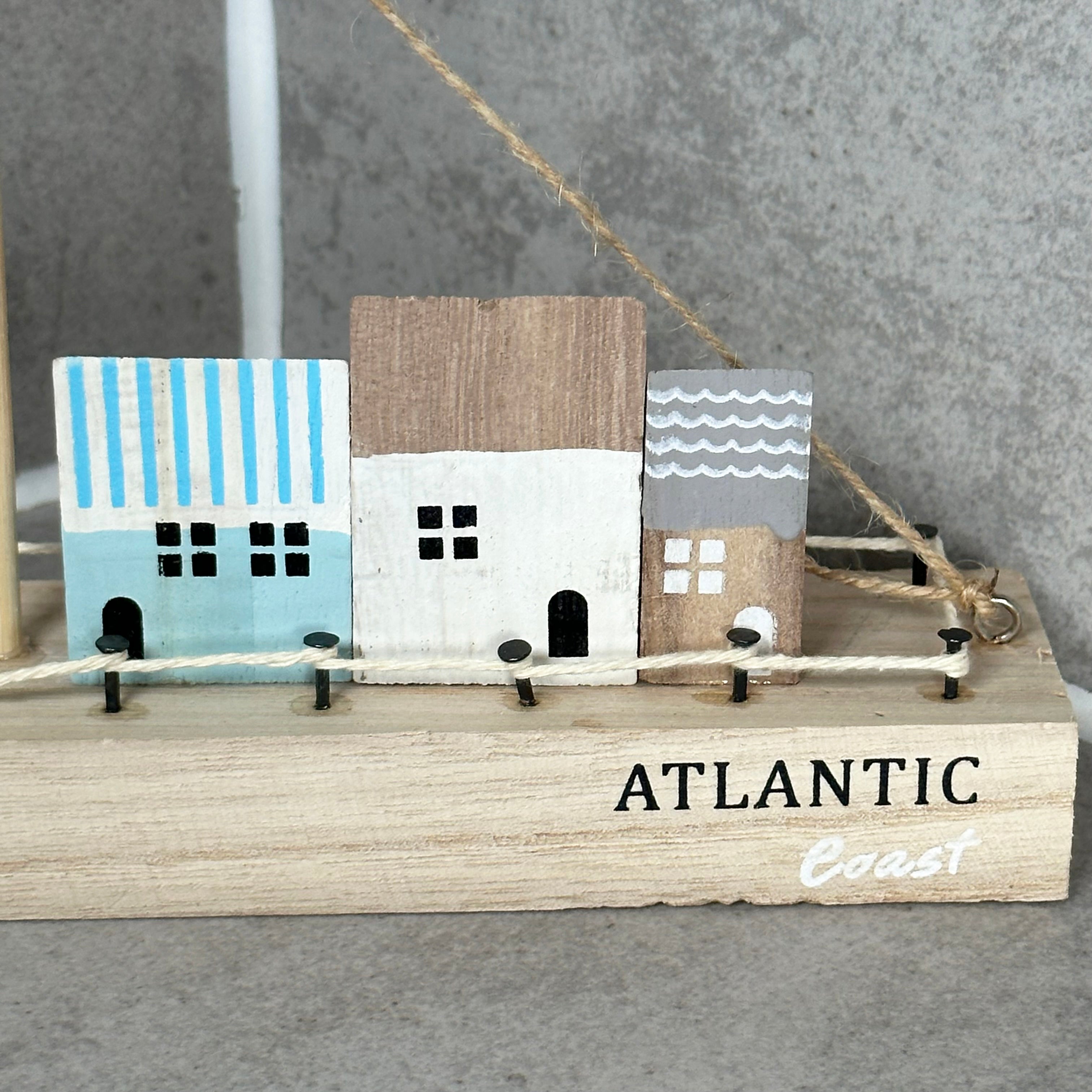 Wooden Brown Boat Houses Ornament