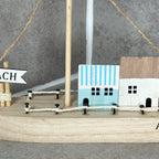 Wooden Brown Boat Houses Ornament