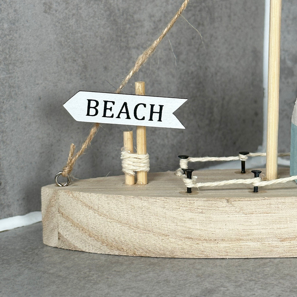 Wooden Brown Boat Houses Ornament