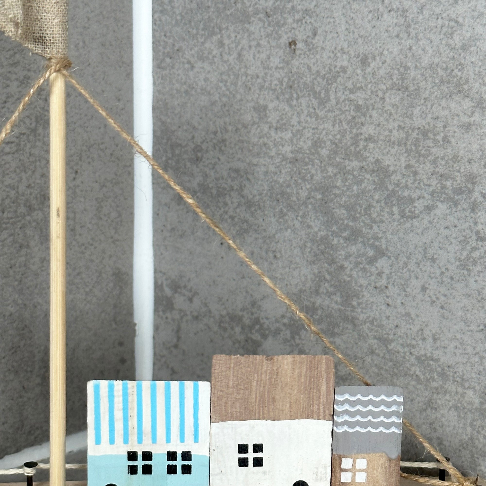 Wooden Brown Boat Houses Ornament
