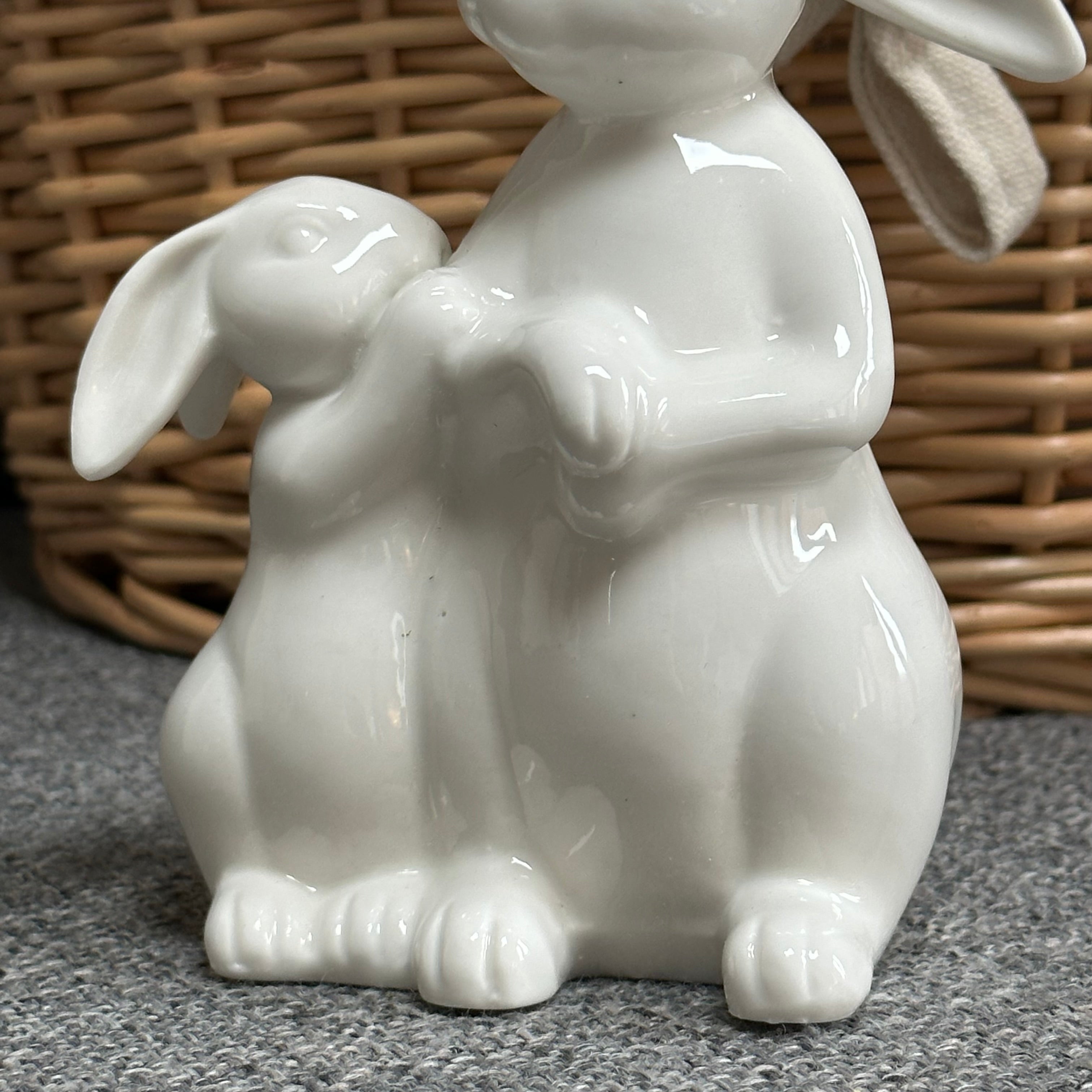 White Easter Rabbits Figurine
