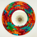 Handmade Orange & Red Glass Mosaic Wall Mirror Art