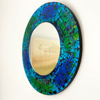 Handmade Teal Blue & Green Glass Mosaic Wall Mirror