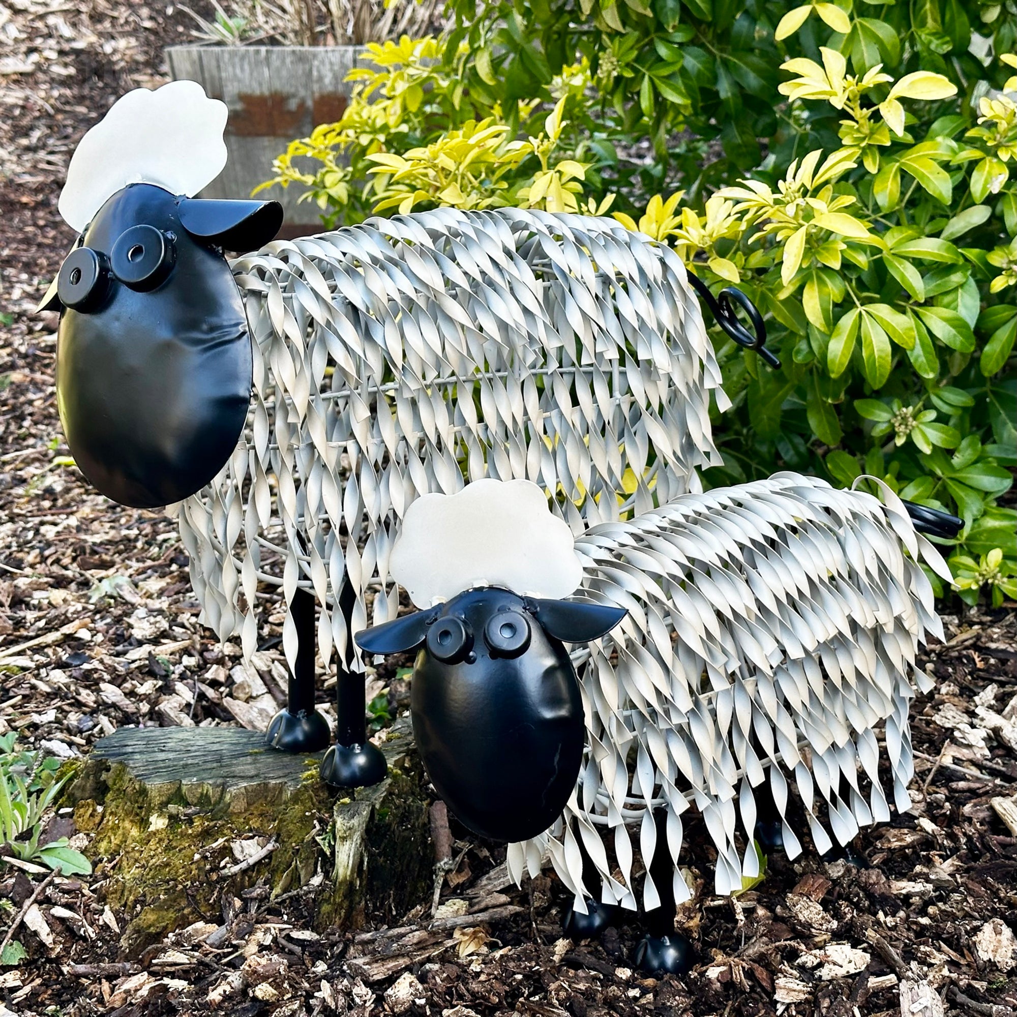 White Metal Garden Sheep Statue Large