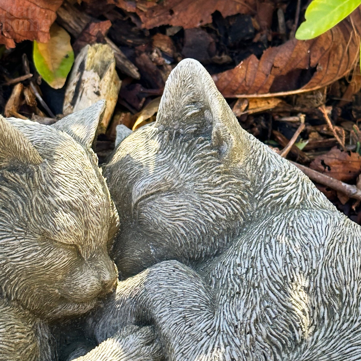 Stone Cuddling Love Cats Sculpture