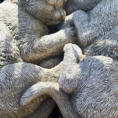 Stone Cuddling Love Cats Sculpture