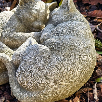 Stone Cuddling Love Cats Sculpture