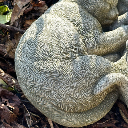 Stone Cuddling Love Cats Sculpture