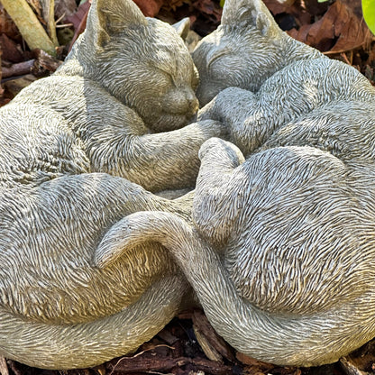 Stone Cuddling Love Cats Sculpture